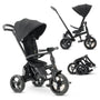 Deryan Explorer Kinderdreirad mit Schubstange, klappbar, Schwarz, ausklappbares Verdeck mit Sonnenschutz