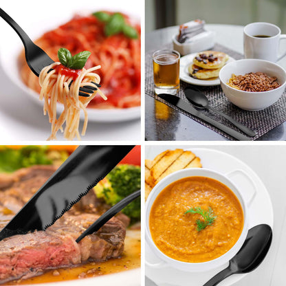 Pleafind Besteck Set 12 Personen, 72-teilig, Edelstahl, schwarz