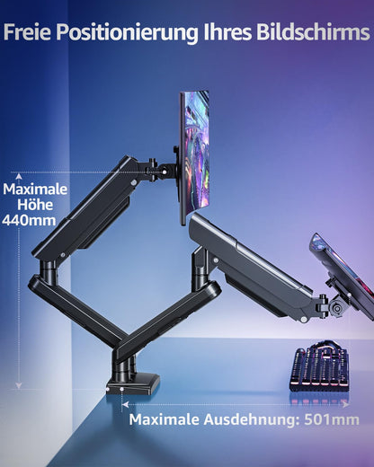 ELIVED EV6012B Gasfeder Monitor Halterung 2 Monitore 13-32 Zoll