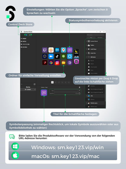 SOOMFON Stream Controller Deck – Weiss für Streaming & Editing