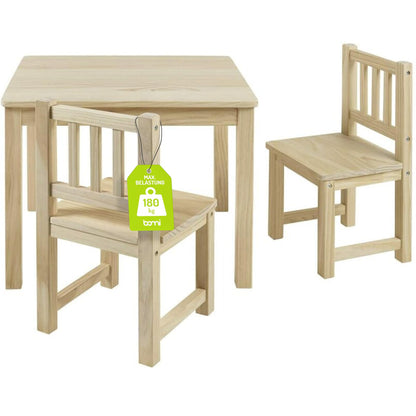 Bomi Amy Kindertisch 2 Stühle – Naturholz Set
