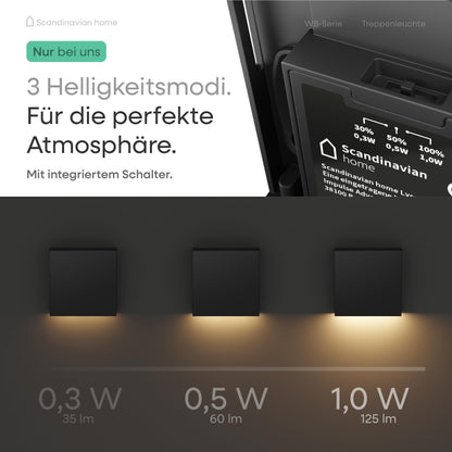 Scandinavian home LED Treppenbeleuchtung Set 6 Stk. Warmweiss Aussen/Innen