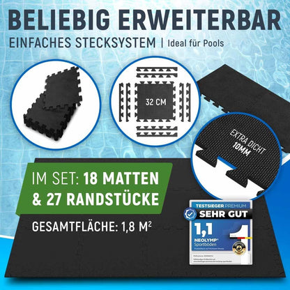NEOLYMP Pool Unterlage 72 Stück Bodenschutzmatte zuschneidbar