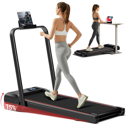 [Marke] Heim-Laufband klappbar – 12km/h, 15% Steigung. Schwarzes Falt-Laufband mit Konsole für effektives Indoor-Lauftraining.