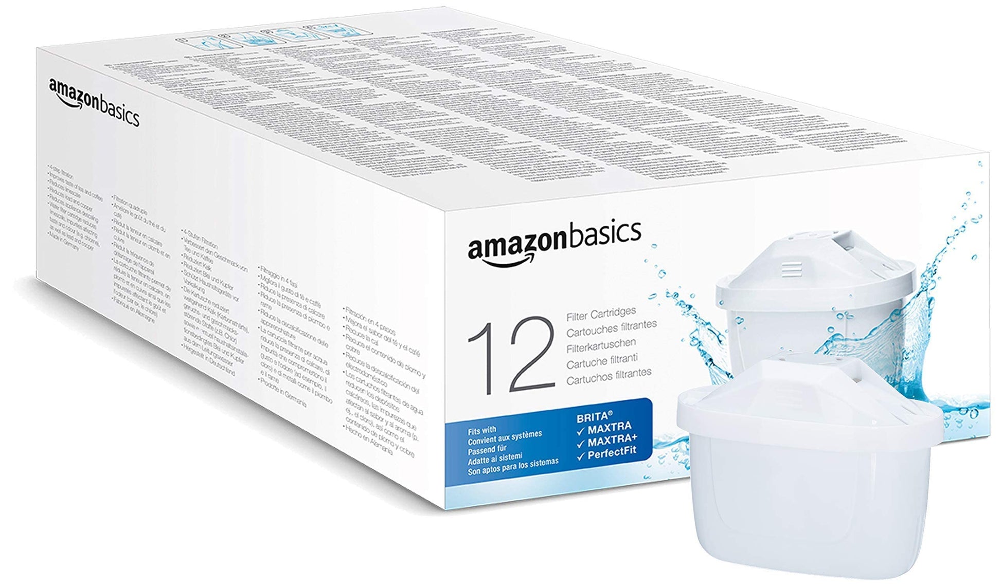 Amazon Basics Wasserfilterkartuschen, 12 Stück, für BRITA Systeme zur Wasserfiltration