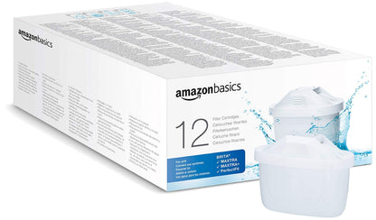 Amazon Basics Wasserfilterkartuschen, 12 Stück, für BRITA Systeme zur Wasserfiltration