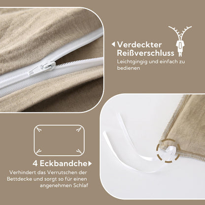 SOULFUL Doppelte Muslin Baumwolle Bettwäsche-Set 220x240 Kaffeebraun