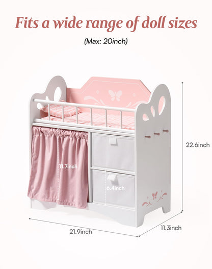 ROBOTIME Holz Puppenbett für 22-Zoll Puppen - Rosa