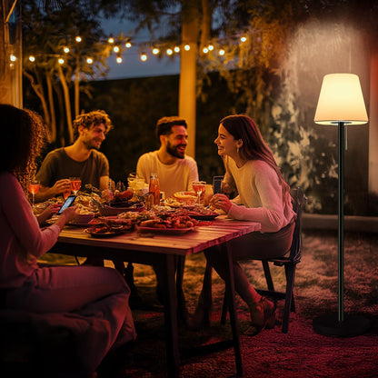 Ecvivk LED Solar-Stehlampe Outdoor, dimmbar, Warmweiss + RGB, IP65