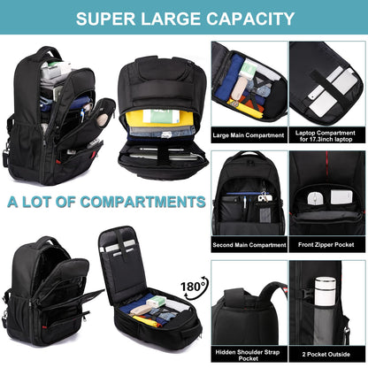 Laptop Trolley Rucksack Business 17 Zoll Handgepäck - Schwarz