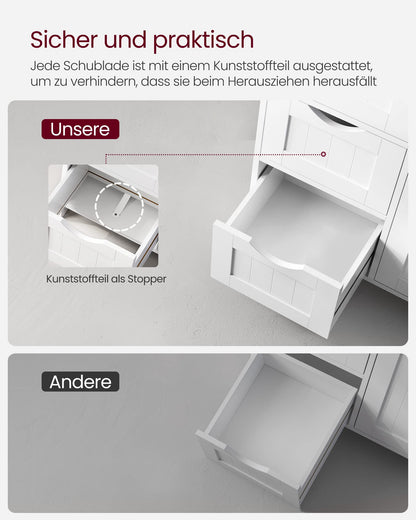 VASAGLE Badezimmerschrank schmal mit 3 Schubladen, vintagebraun