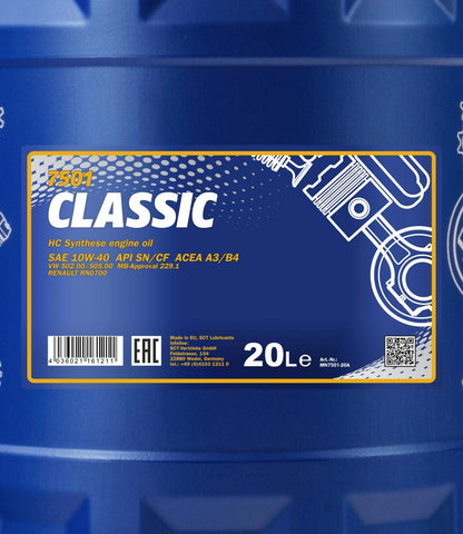 MANNOL Classic 10W-40 Motorenöl - 20L ACEA A3/B4 mit Hahn
