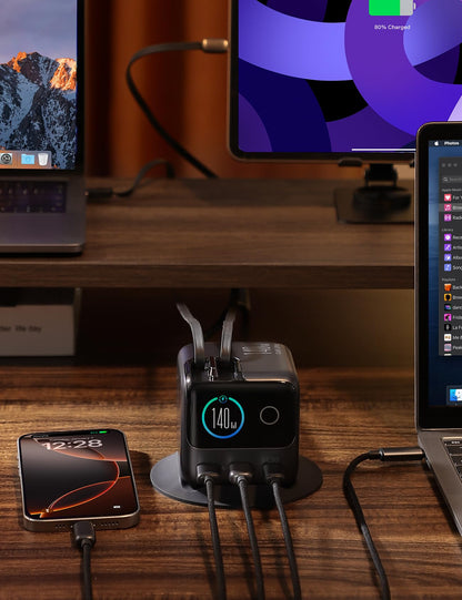 JOYROOM PODIX 140W GaN Ladestation mit 2 einziehbaren USB-C Kabeln