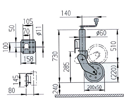 AL-KO Vollautomatik Profi Stützrad - 500 kg Tragkraft