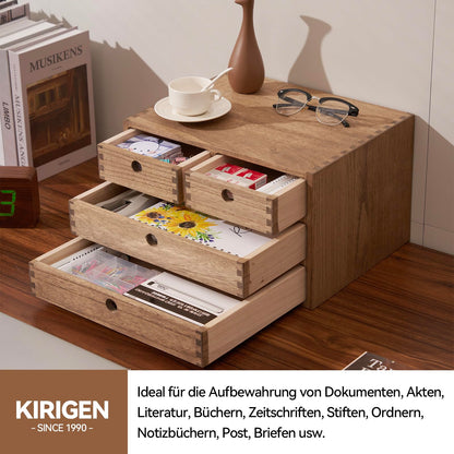 KIRIGEN Holz Schreibtisch-Organizer - 4 Schubladen Dunkelbraun