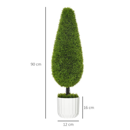 HOMCOM 2er-Set Zypressen Kunstbaum 90cm UV-Schutz