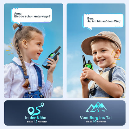 Rabigala Walkie Talkie 3er Set Kinder aufladbar, 5 km Reichweite