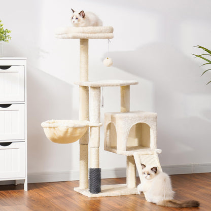 Heybly Kratzbaum HCT005SM mit Katzenbürste und Korb, Beige