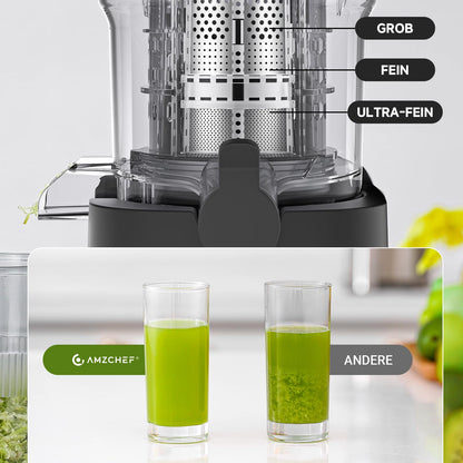 AMZCHEF Slow Juicer 135KJBY Entsafter mit 136 mm Einwurfschacht