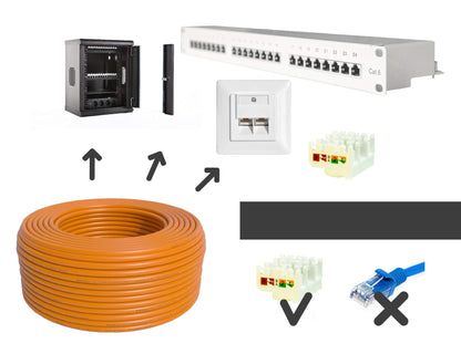 BIGtec CAT 7 Verlegekabel - 100m PiMF orange halogenfrei