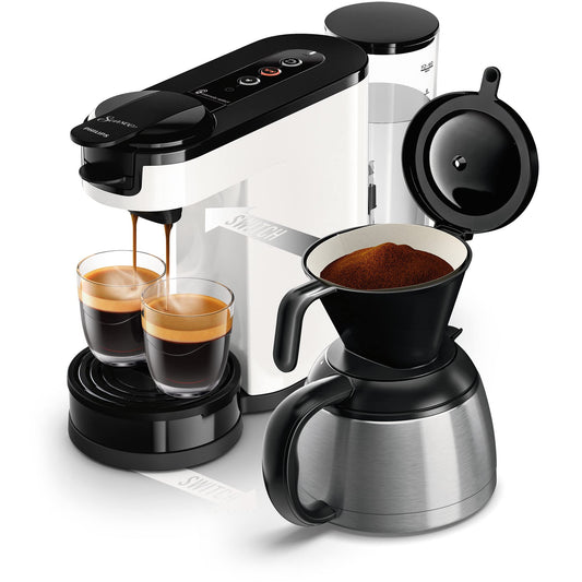 Philips Senseo Switch Pad- & Filterkaffeemaschine - Weiss (HD6592/04). Weiße Kaffeemaschine. Brüht Pad- und Filterkaffee.