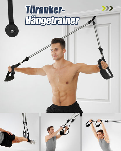 ALongSong Pilates Bar Fitness Set - 6 Bänder grau 30/40/50lbs