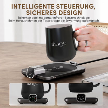 Ikago intelligentes beheiztes Kaffeewärmer Set - Schwarz