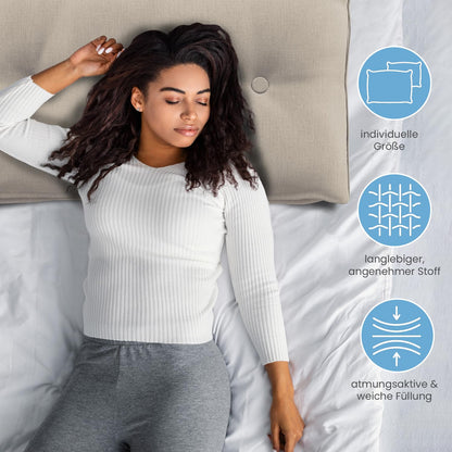 ELONEO Rückenkissen 180 cm breit, Keilkissen für Bett und Sofa geeignet, dreieckiges Lesekissen, Kissen mit abnehmbarem und waschbarem Bezug, mit praktischem Seitenfach