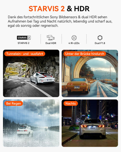 VANTRUE N2X Dual Dashcam Auto vorne innen, 2.7K+1080P HDR, GPS, WiFi