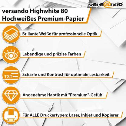 versando Druckerpapier A4 5.000 Blatt hochweiss CIE161 Premium