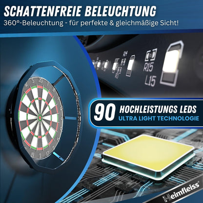 Heimfleiss 360° Dartscheibe Lichtring – Ultra-Light LED blendfrei