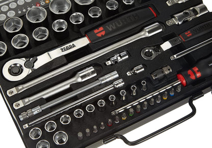 Würth Zebra Knarrenkasten - 1/4 + 1/2 Zoll, 59 tlg.