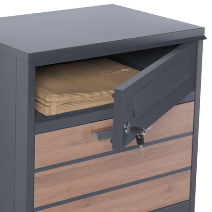 Zelsius Paketbriefkasten Briefkasten mit Paketfach – Anthrazit Holzoptik