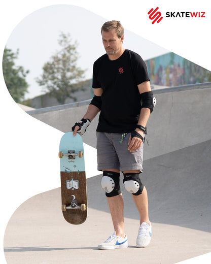 SKATEWIZ Smash Protektoren Set 6-teilig, Grösse L/XL, Schwarz Weiss