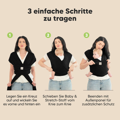KeaBabies Babytragetuch Ab Geburt, ergonomisch, Trendy Black