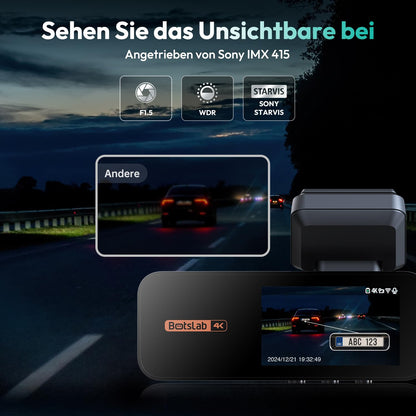 BOTSLAB Dashcam Auto 4K+2K Vorne Hinten GPS WiFi