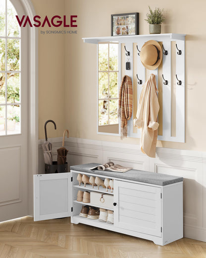 VASAGLE Schuhbank mit Wandgarderobe und Spiegel LSC011W01