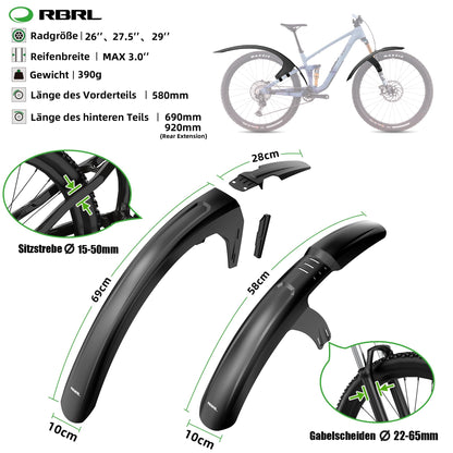 RBRL Fahrrad Schutzblech Set vorne & hinten für MTB 27,5/29 Zoll