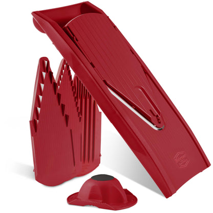 Börner Gemüsehobel V1 Starter Set – V-Hobel mit Fruchthalter, Rot