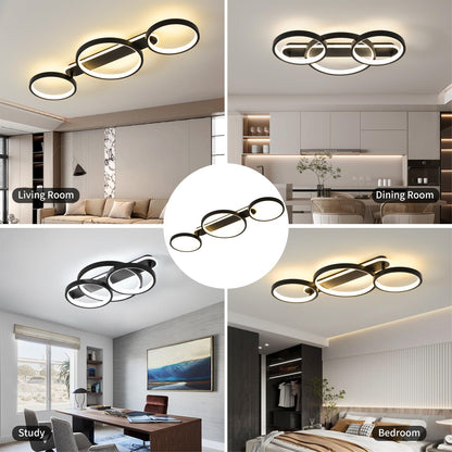 Lumis LED Deckenleuchte Dimmbar Ring 3-flammig - Schwarz 78cm