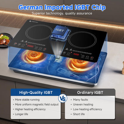 AMZCHEF Induktionskochfeld 2 Platten, freistehend, 3500 W
