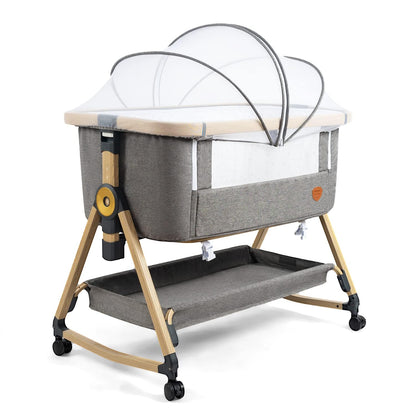 Maydolly Beistellbett 3in1 Babybett tragbar Stubenwagen – Grau. Graues, tragbares 3in1 Babybett als flexibler Schlafplatz für Babys.