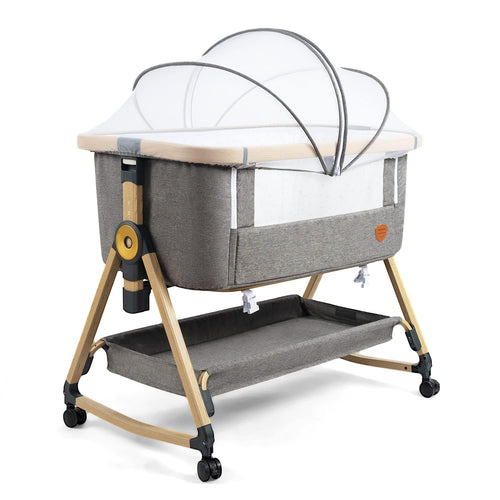 Maydolly Beistellbett 3in1 Babybett tragbar Stubenwagen – Grau. Graues, tragbares 3in1 Babybett als flexibler Schlafplatz für Babys.
