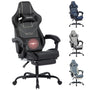WOTSTA Gaming Stuhl ergonomisch mit Fussstütze, schwarz, PU-Leder, Kopfstütze
