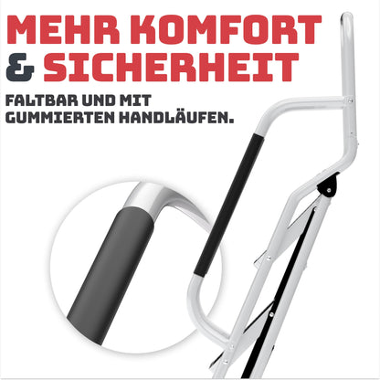 Sicherheitsleiter Klappbar mit Handlauf 4 Stufen weiss