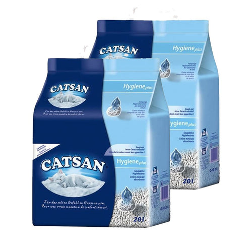 Catsan Hygiene Katzenstreu nicht klumpend, 2 x 20 Liter, weisses Mineralgranulat