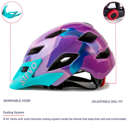 SIFVO Kinderfahrradhelm mit abnehmbarem Visier, 50–57 cm