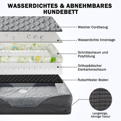 FURTIME Orthopädisches Hundebett Memory Foam - XL Grosse Hunde