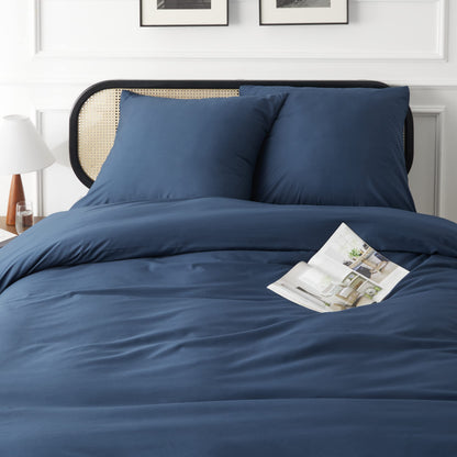 BEDSURE Bettwäsche-Set Baumwolle Blau 155x220 cm, 3-teilig