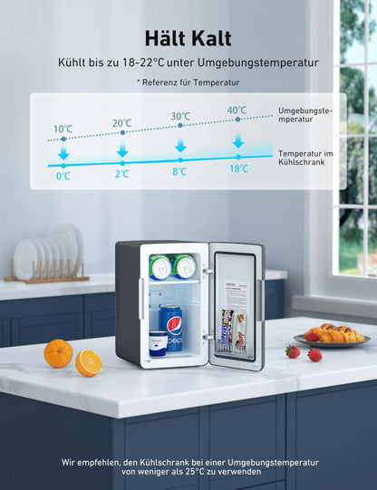 AstroAI 2-in-1 Mini Kühlschrank 6L Kühl/Heiz Schwarz